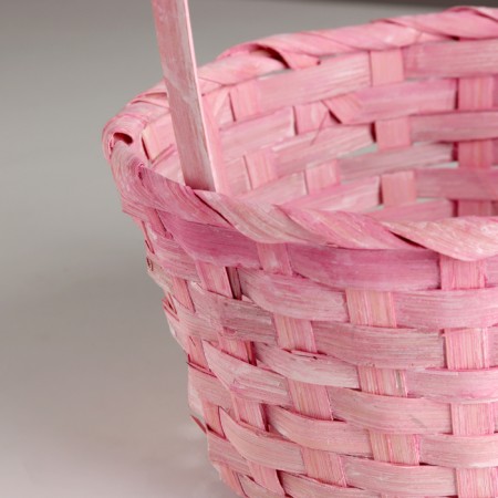 Wicker basket, d20x10xh33cm, pink, bamboo-1