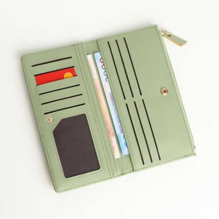 Women's wallet on magnets, green color-4