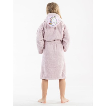Terry robe for a girl, height 110-116 cm, lilac color-1