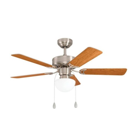 Ceiling fan with CADIZ lamp, 1x40W, E27, steel, nickel, glass, white-1