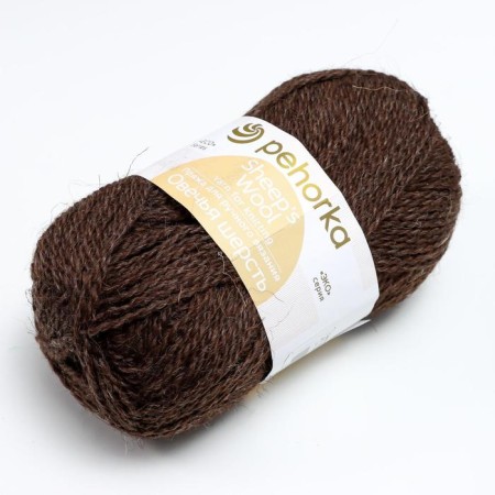 Yarn "sheep wool" 100% wool 200m/100g (251 brown)-1