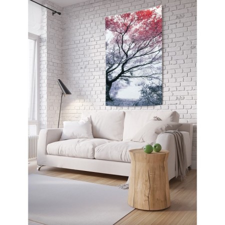 Decorative panel with photo printing "Road in the ancient forest", vertical, size 100x150 cm