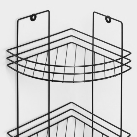 The bathroom shelf is an angular 3-tier, 20 × 20 × 49 cm, black color-1