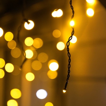 Garland "fringe" 6 × 0.7 m, IP44, UMS, dark thread, 120 LED, warm white glow, flicker, 220 V-2