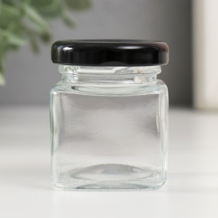 Bank for candles glass with a cover "Four faces" Transparent 50 ml 4.5x4x5.5 cm-1