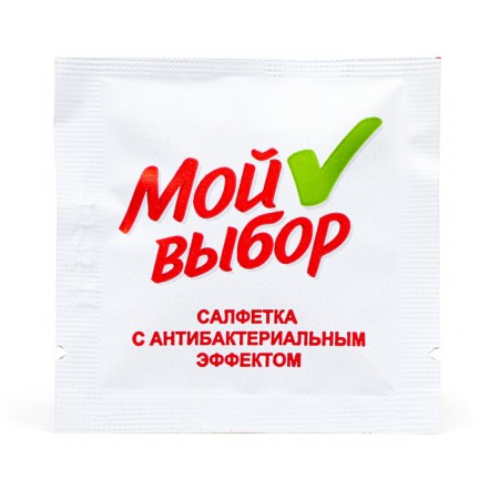 Wet napkin my choice is antibacterial, in individual packaging, 100 pcs.