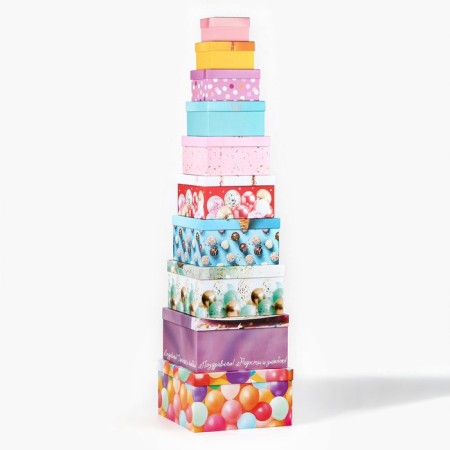 Set of boxes 10 in 1, gift packaging, “balls”, 10.2 x 10.2 x 6–28.2 x 28.2 x 15 cm 15 cm-8