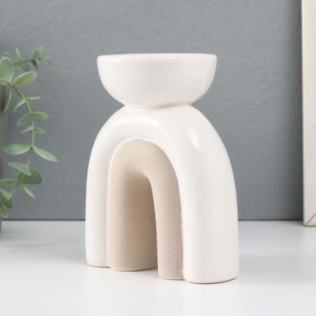 Ceramics candlestick for 1 candle "Medusa" sand-white 11.7x8x15 cm-4