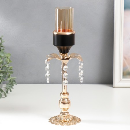 Summary Metal for 1 candle "Flower. Openwork stand" gold, black 32x9.5x9.5 cm-2