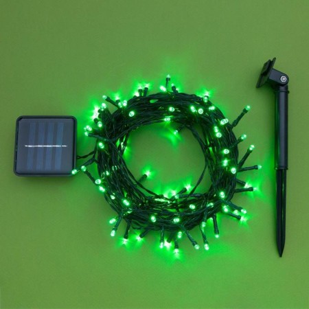 Garland “thread” 10 m, IP44, dark thread, 100 LED, green glow, 2 modes, solar battery-3