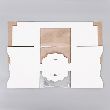 Box for cake 2 windows, with handles, white, 25 x 25 x15 cm-4