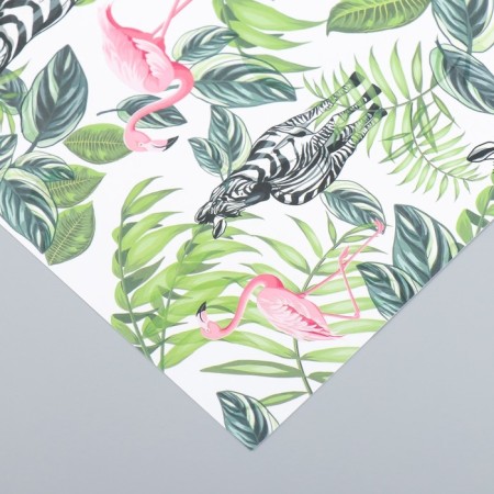 Scrapbooking paper "Flamingo and zebra" density 180 g 15.5x17 cm-2