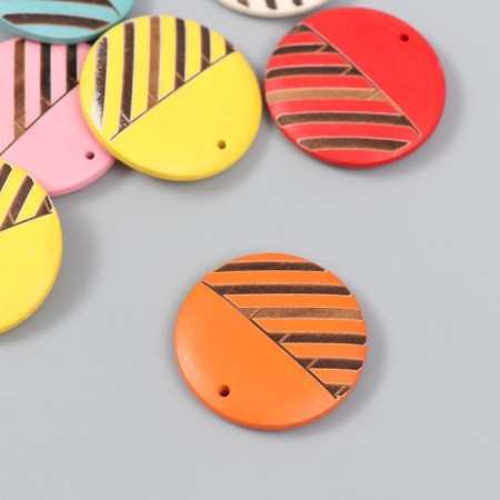 Decor for creativity wood "Circle with diagonal stripes" MIX 3x3x0.5 cm-2