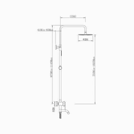 The shower system Fashun A52422, pour 118 mm, with a tropical shower, hand watering can, satin-1
