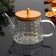 New Year. Glass teapot with bamboo lid "Miracles", 600 ml