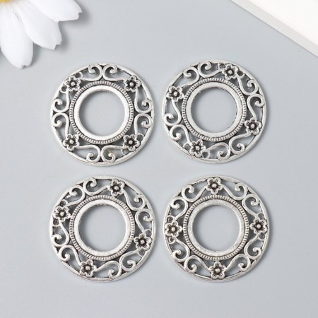Decor for creativity Metal "Round Frame Flower" silver 3.3x3.3 cm-2