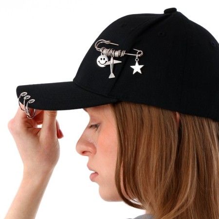 Women's cap with rings, black color, rr 56-11