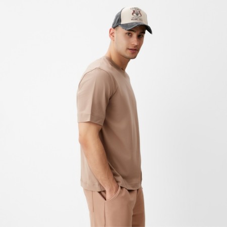 Men's T-shirt from organic cotton Minaku Regular Fit: beige color, rr 46-2