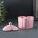 Casket with a lid - the candlestick "relief heart" 10x8x8cm, pink