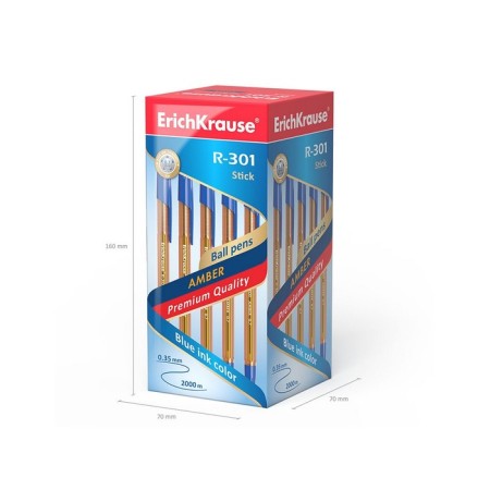 Ballic handle Erichkrause R-301 Amber Stick, Node 1.0 mm, blue ink, letter line length 1000 meters-6