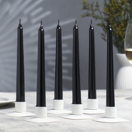 A set of antique candles, 1.9x 20 cm, 6 pieces, black metallic