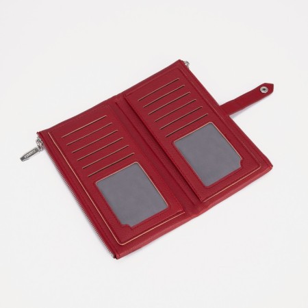 Women's wallet on the button, burgundy color-2