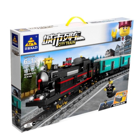 Designer of the railway "Statzor with the composition", works from batteries, 841 details-4
