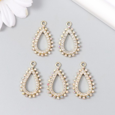 Decor for creativity metal, rhinestones "drop" gold 1.6x2.7 cm-2