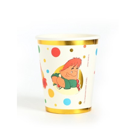 A one -time paper glass with embossing, 250 ml, Soyuzmultfilm-1
