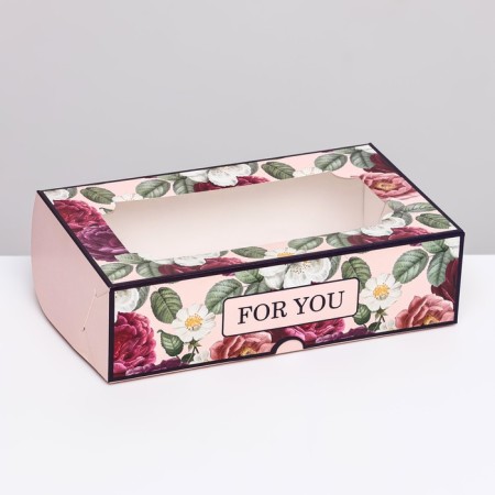 Folding box with a window for marshmallows "For You", 25 x 15 x 7 cm