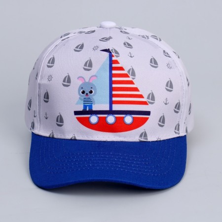 Baby cap for boy Adventure, white color, rr 52-54-1
