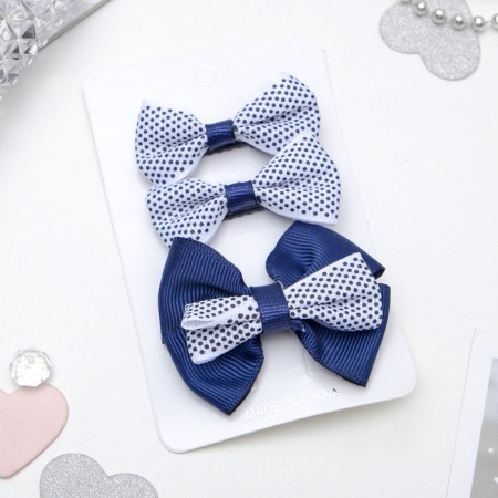 Hair clip "Beauty" (set of 3 pcs) peas, 4 cm, white and blue-1