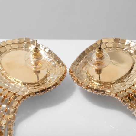Hanging earrings with rhinestones "Burleske" Sunny shine, colored in gold, 9 cm-1