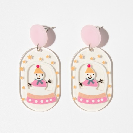 Earrings "Snowmen" in balls, colored in silver-1
