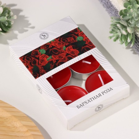 A set of tea candles flavored "velvet rose" in a gift box, 6 pcs-7