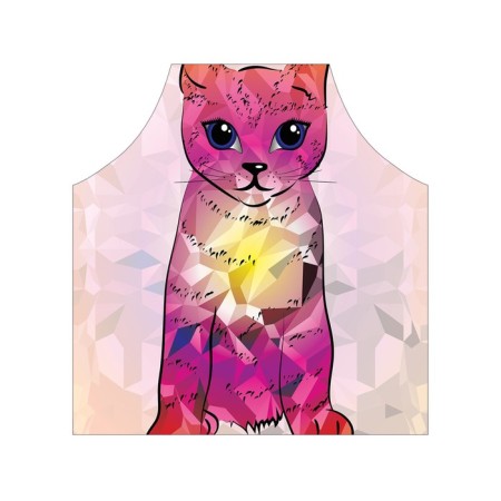 Apron of a kitchen with a photo print "Colorful cat", adjustable, size OS-2