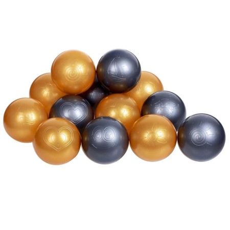 Balls for a dry pool with a pattern, ball diameter 7.5 cm, set 50 pieces, metallic color-7