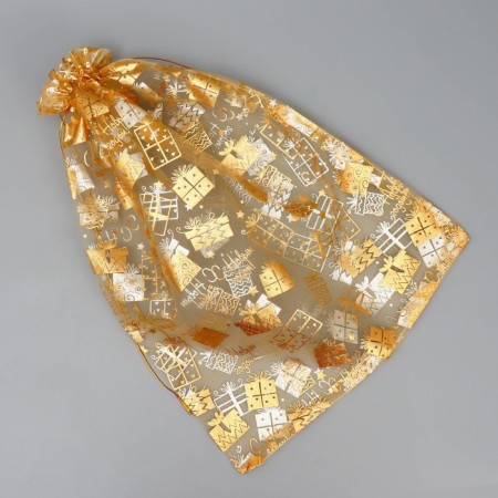 Bag Gift Organza "Golden Gifts", 30 x 40 cm +/- 1.5 cm, New Year-4