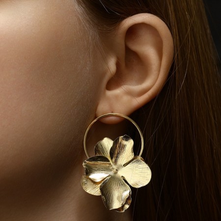 Earrings Metal "Flower" Minor, Color Gold-3