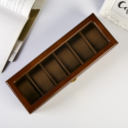 Casket wood for clock 6 departments "Style" Brown 12.7x8x33 cm-5