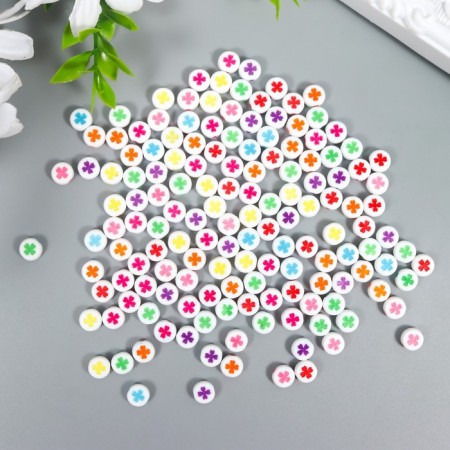 Beads for creativity plastic "Bright clover on white" set of 20 g 0.7x0.7 cm