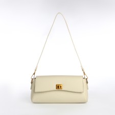 Bag Women's Messenger on the Textura valve, medium size, milk color