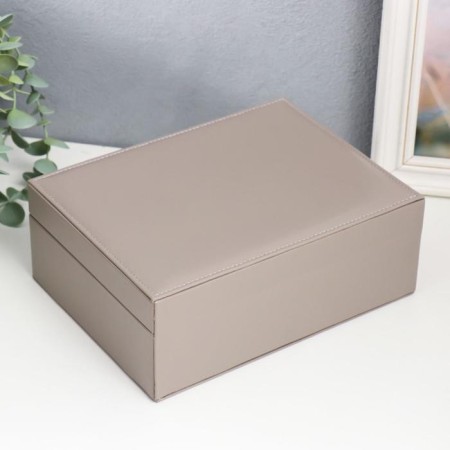Casket to the leatherette for jewelry "Gray matte" 9x23x17 cm-4
