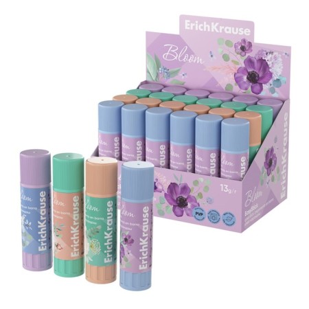 Glue pencil 13g Erichkrause EasyStick "Pastel Bloom" PVP, economical consumption, mix