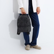Women's backpack made of artificial leather with lightning, 3 pockets, color gray color