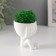 Kashpo concrete mini "Mr. Green" Mizaru with moss white 5.5x6.5x6.5 cm (moss green. Stabil.)