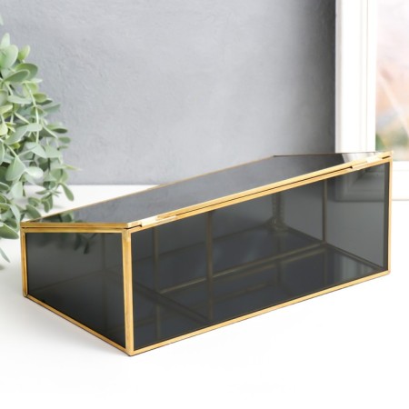 Casket Glass with a metal frame "darkened" gold 10x14.5x25 cm-3