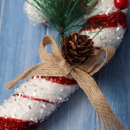 Christmas tree decoration "New Year's lollipop" 17x7.5 cm, white-red-2