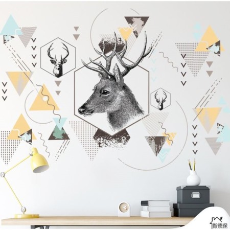 Stick plastic interior color "Deer. Geometry" 60x70 cm