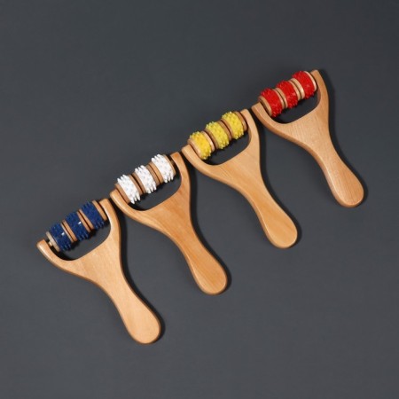 Massager - Roller, with spikes, universal, wooden, 14.5 × 8 × 2 cm, color mix-4